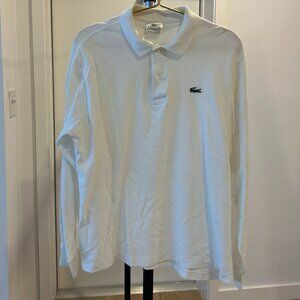 Men's  White Lacoste Classic Fit Long Sleeve L.12.12 Polo